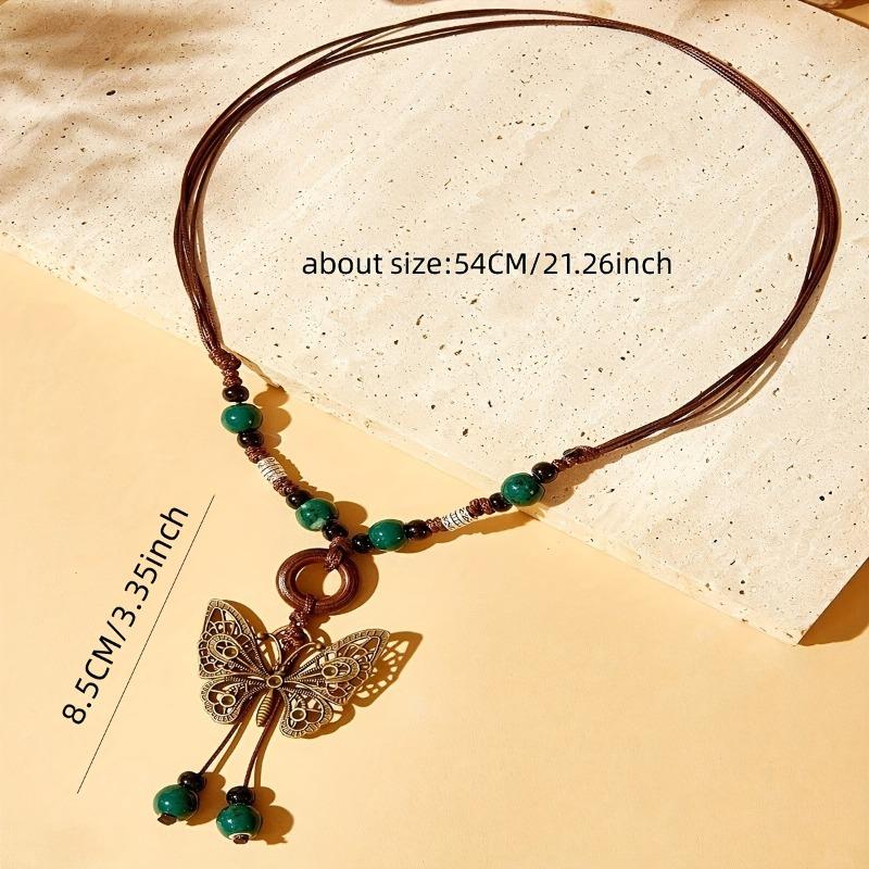 Vintage Bohemian Ethnic Style Necklace for Girl Butterfly Pendant Necklace Collar Chain Necklace Vacation Accessories JewelryGood product