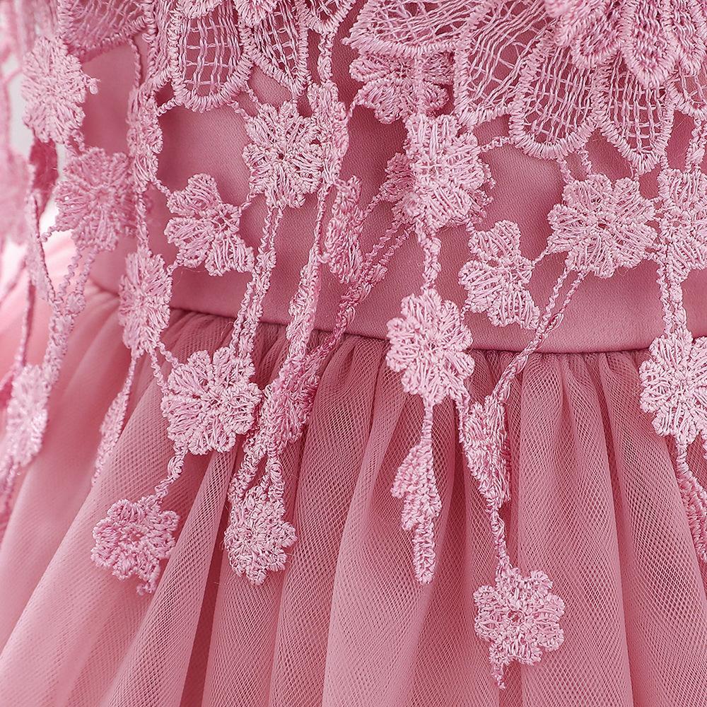Holčička Společenské šaty s květinami Elegantní 1 rok narozeninové krajkové společenské šaty Dětská princezna Dětské šaty pro dívky Novorozenci Svatební outfity