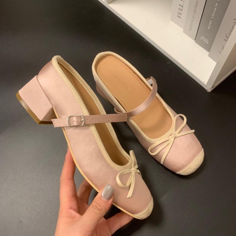 

Summer new small silver half-drag Mary Jane thick heel inner height increase 7.5cm ballet shoes women s outer wear 33