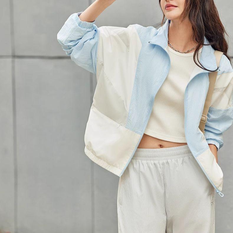 Anta Life Series SS22 Color Block Windbreaker Jacket Women Jacket Cloud-Blue 162238609-1