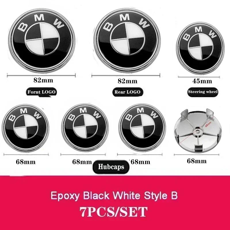 For BMW X1 X3 X5 G01 G20 G21 G30 F10 F11 F20 F01 F30 sticker 7Pcs Car Front Badge Rear Sticker Center Caps Steering Wheel Emblem
