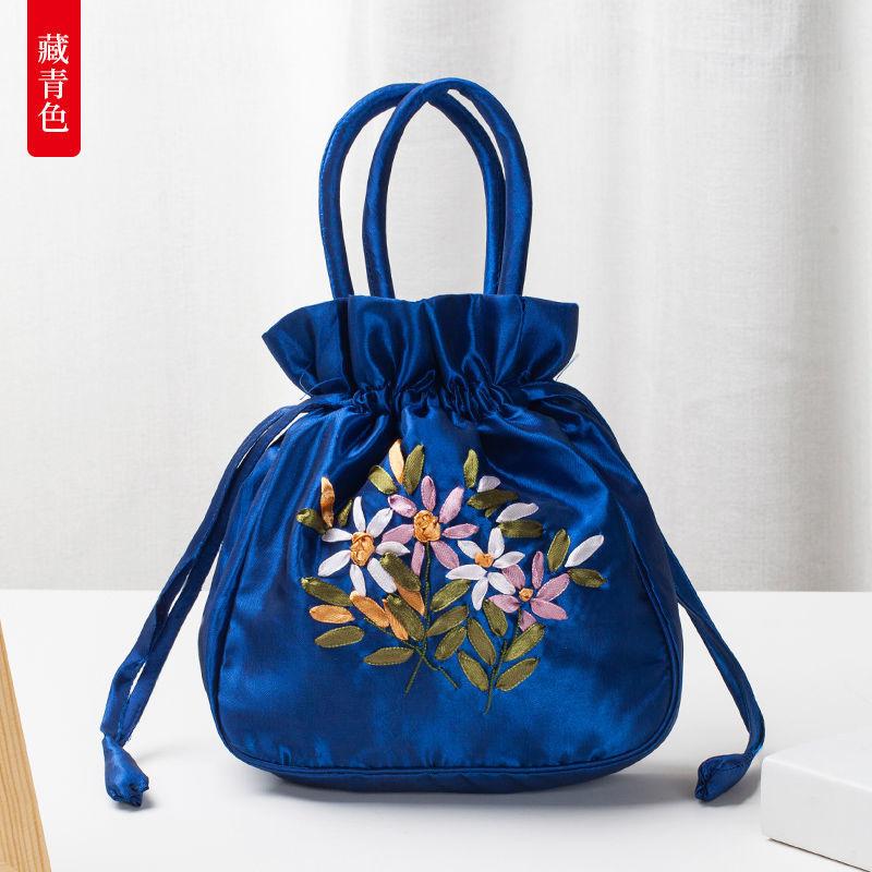 Handbag Women's Bag Ethnic Wind Bag Handmade Embroidered Mommy Bag New Women's Shopping Bucket Drawer Mobile Phone Bag