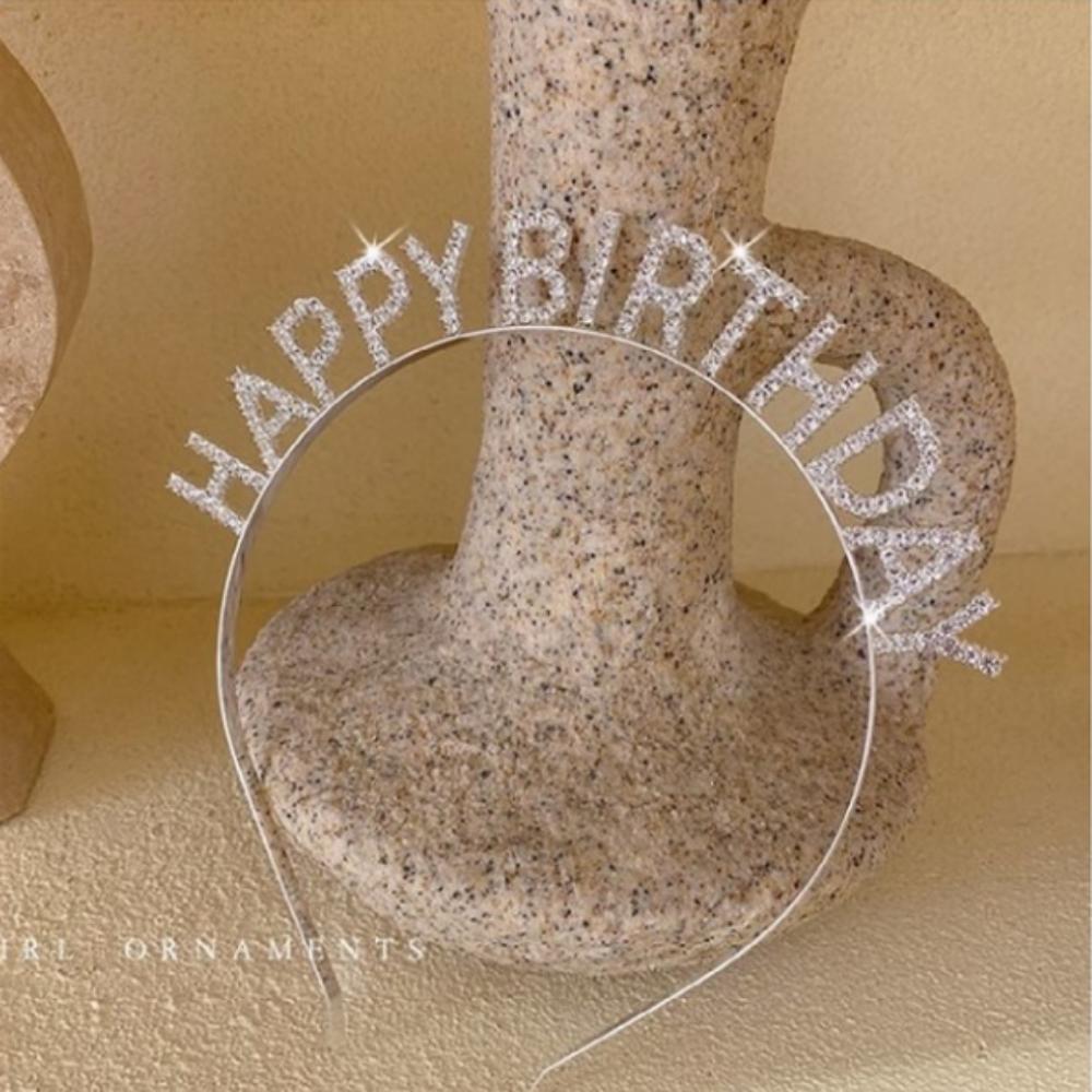 EDZON "Happy Birthday" Two(2) Headbands (Silver+RoseGold)