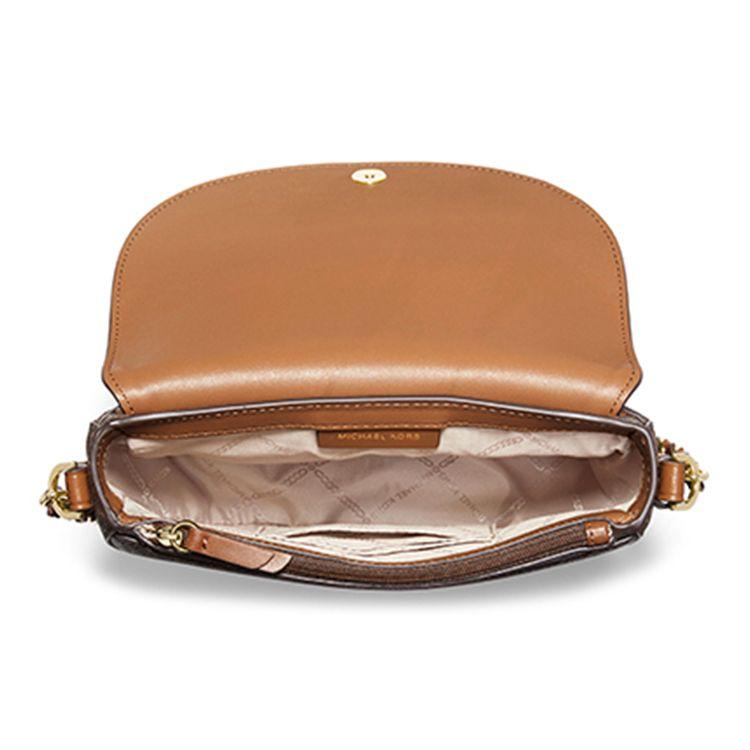 Michael Kors Mk Jet Set Charm Classic Monogram Color Block Leather Saddle Bag Crossbody Medium Women Bags Dark-Brown Acorn-Brown 32T0GT9C6B-252