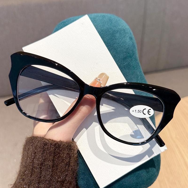 Fashionable Contrasting Cat Eye Presbyopia Glasses New Large Frame Polygonal Anti Blue Light Glasses Stylish Women Eyewear