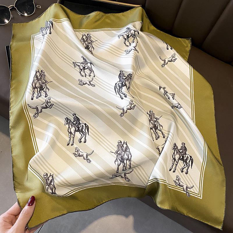 Hangzhou Floral Mulberry Silk Square Scarf - 70cm Silk Twill Women's Neck Accessory