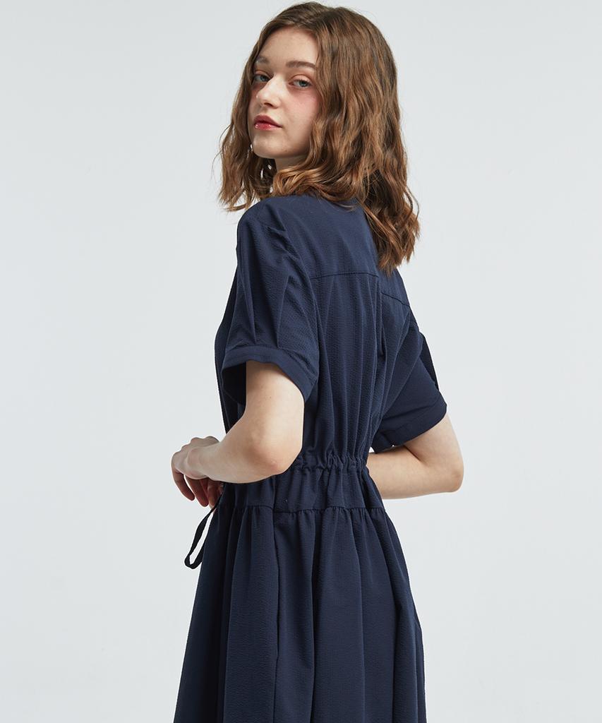 MANAVIS7 Pure Shirt Dress [Navy]