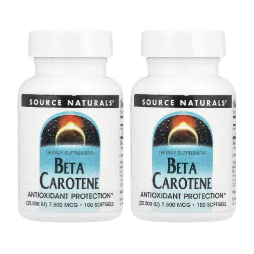 Source Naturals BetaCarotene Vitamin A Beta-Carotene 7500mcg 100 Softgels 2 pcs 100 Tablets