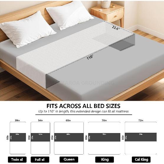 Grounding Sheets – Grounding Mat for Bed, 10% Silver Fiber Grounded Fitted Bed Earth Sheets for All Mattress Sizes, Includes Grounding Cord (Beige)
