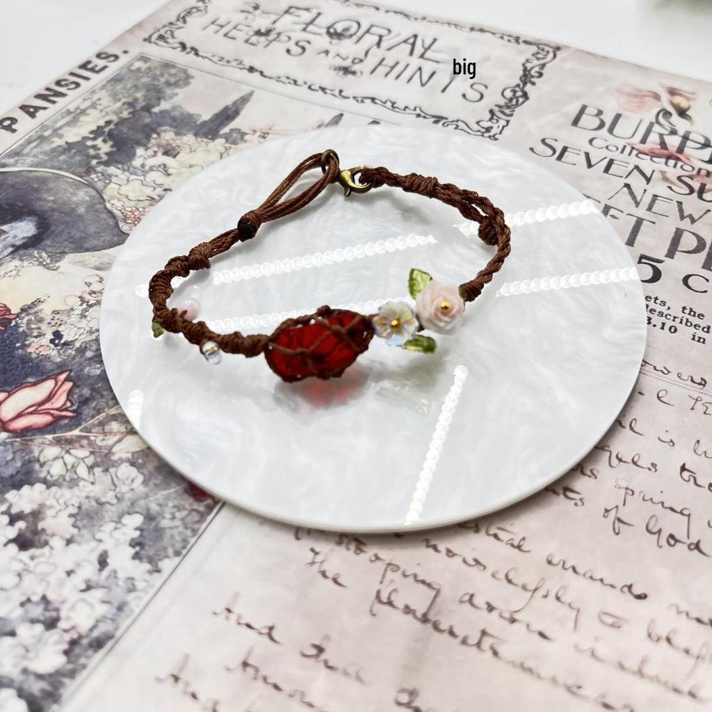 Rose Aquamarine Hand-Woven Crystal Bracelet - Versatile Couple Design