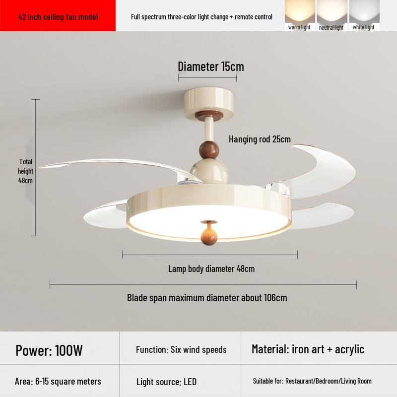 2025 Silent Luxury Ceiling Fan Light for Living Room, Bedroom, or Restaurant - Cream Style