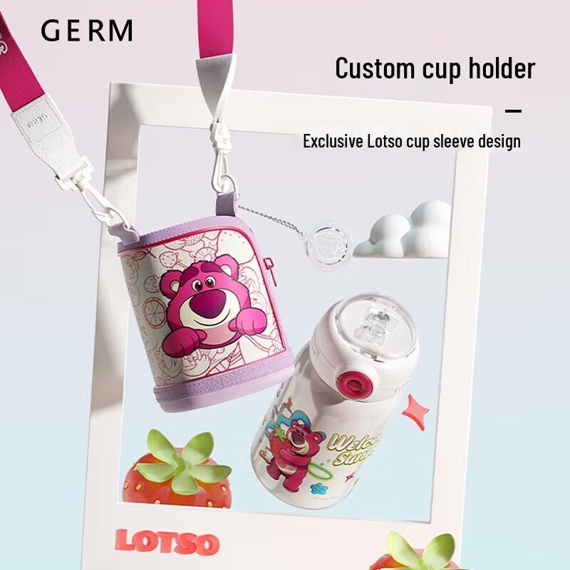Germ Strawberry Bear Kids Insulated Straw Bottle