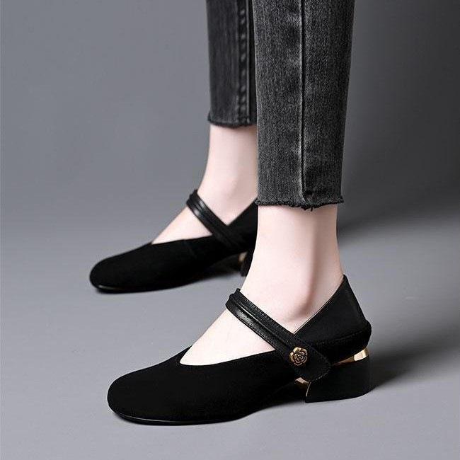 Autumn French retro Mary Jane shoes new with skirt gentle small leather shoes commuter shoes