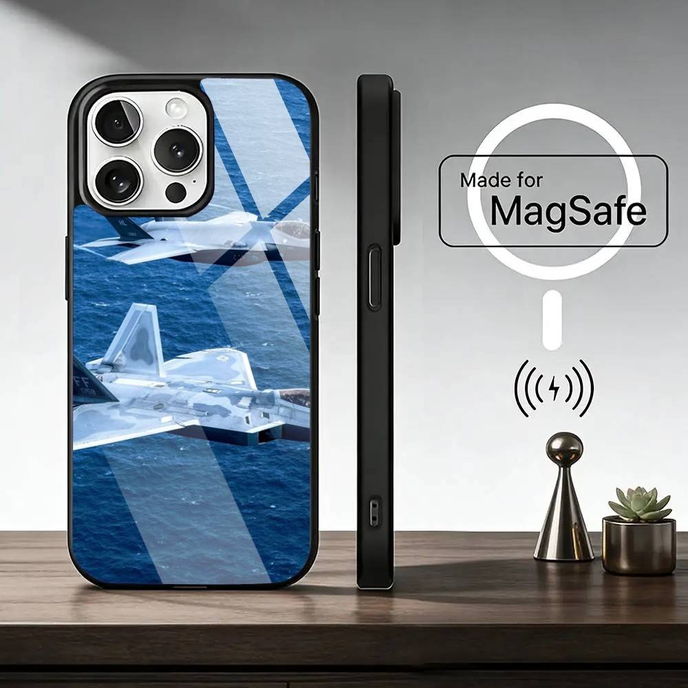 F-Fighter F35 F-22 Lightning Phone Case For iPhone17,16,15,14,13,12,11 Plus,Pro Magnetic For Magsafe Wireless Charging