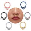 1pc 18g 8mm CZ Steel Clicker Segment Nose Rings Hoop Open Hinged Ear Helix Septum Piercing Unisex Body Jewelry Piercing Nostril