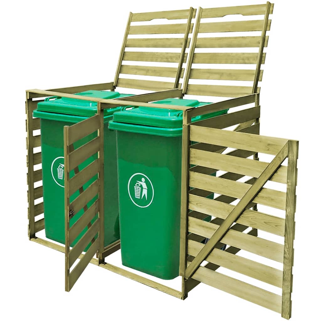 vidaXL Mülltonnenbox für 2 Tonnen 240 L Imprägniertes Holz grün