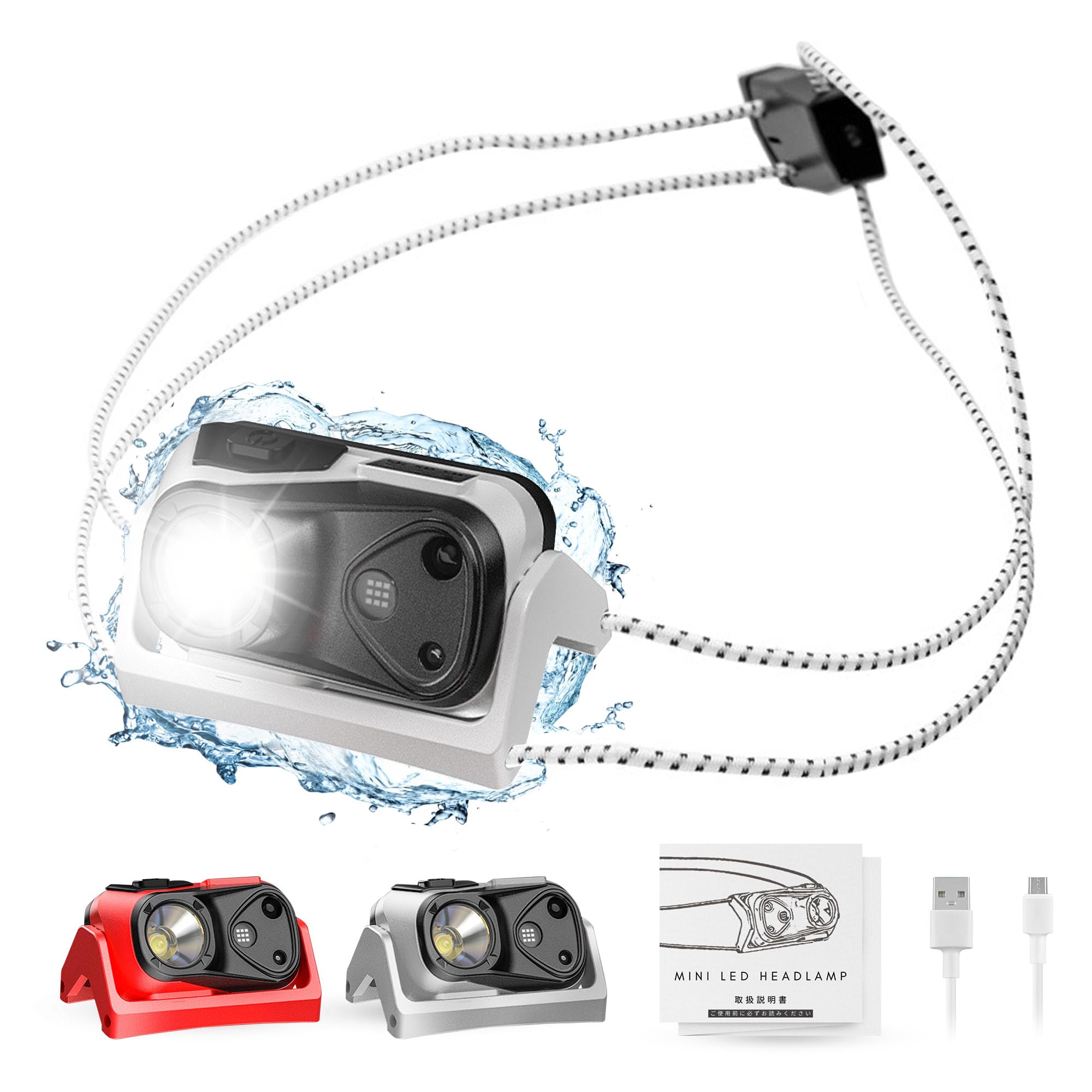 

TeamOneDay by Hakone Ekiden Rechargeable Lightweight 220 Sensor Mini LED Headlamp for Outdoor and Perfect Gift [Supervised Runners] Headlamp, 38g, белый