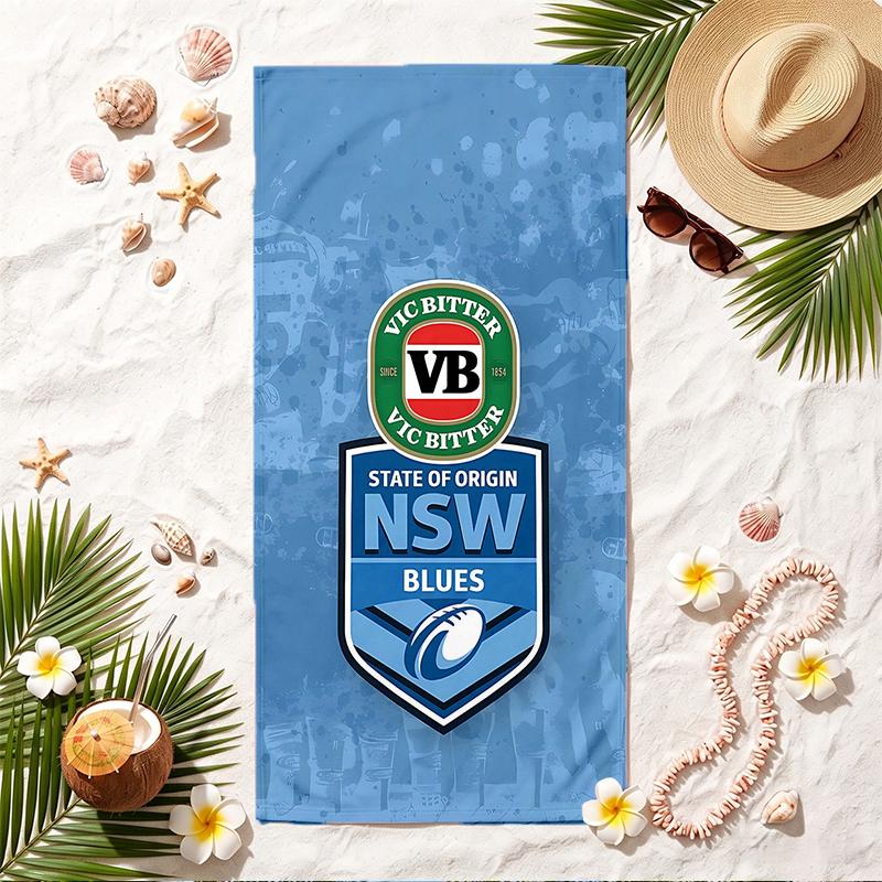 NSW Blues Soft Beach Towel Stylish Beach Pool Towel for Summer Seaside Vacation Travel