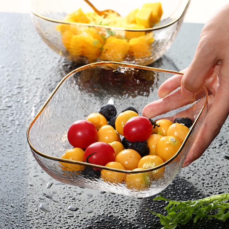 Gold Rim Glass Serving Bowl
