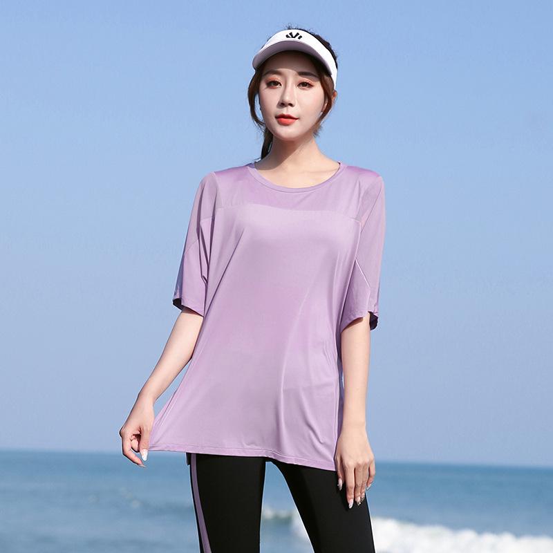 Plus Size Women's Quick-Dry Yoga T-Shirt - Short Sleeve, Loose Fit, 200 Jin, Summer Activewear