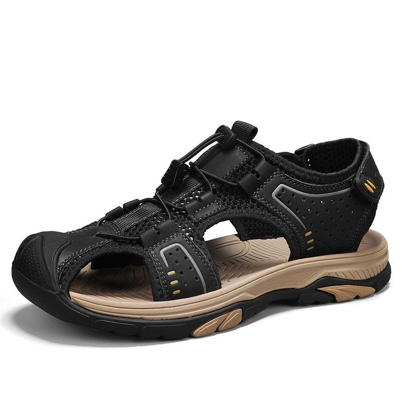 Summer new men's sports fashion outdoor bag head leather Velcro breathable beach youth foot sandals