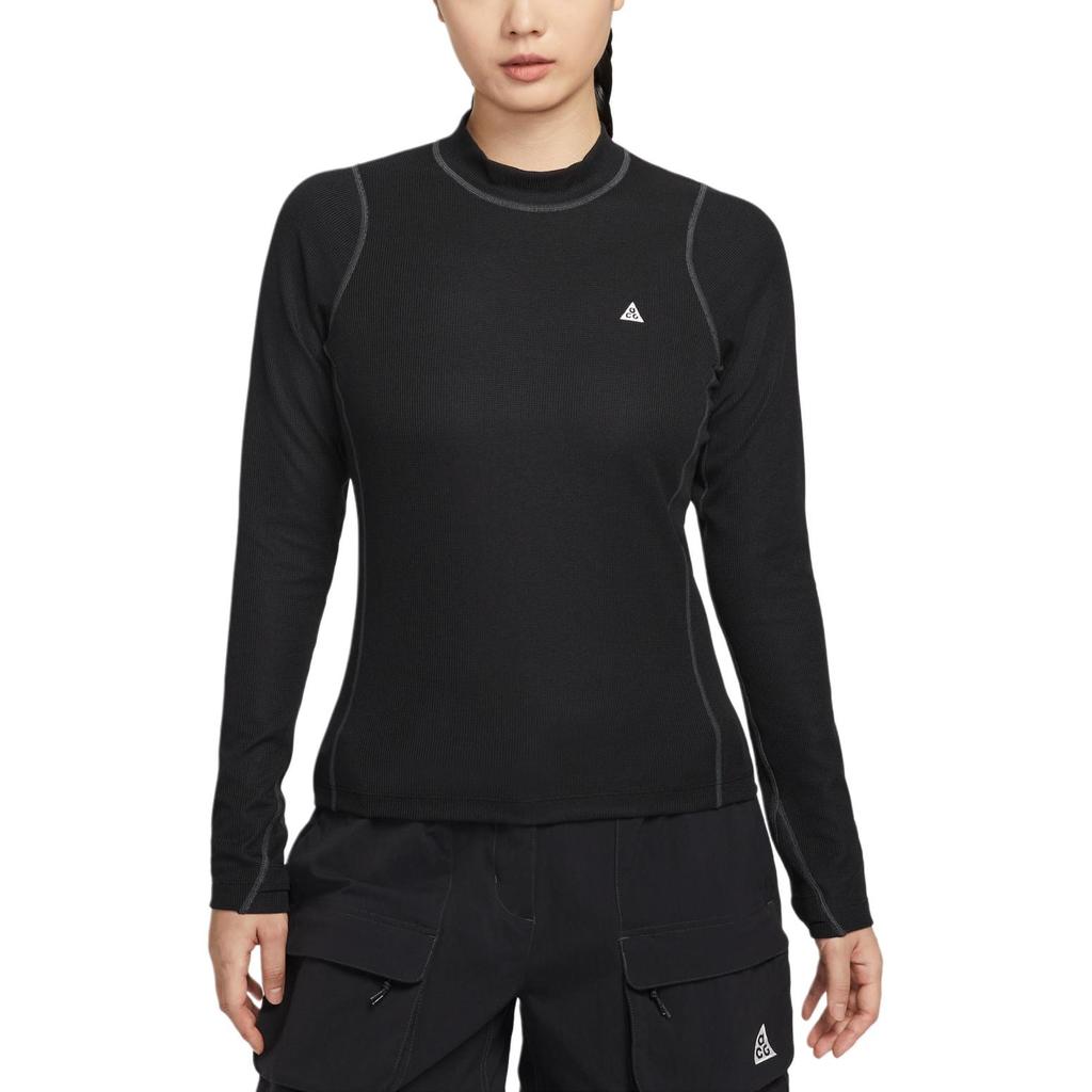 Nike ACG T Shirts Women's Black/Coal Black/Peak White Stand Collar Moderate HV1103-010