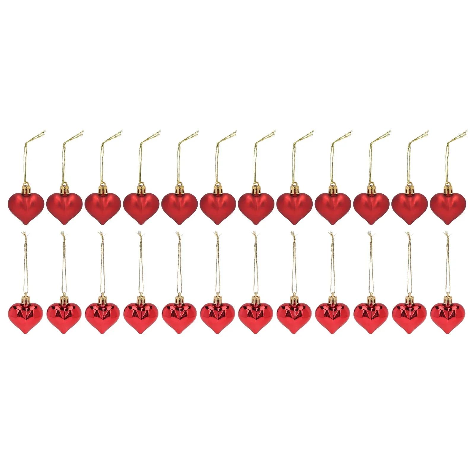 

24Pcs Wedding Pendant Balls Heart Shape Detachable Hook Rope Rounded Edges Hanging Ornaments Valentine s Day Decorations красный