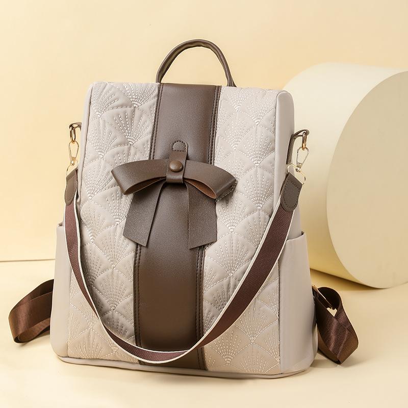 Fashion Temperament Women's Backpack Simple Bow Large Capacity Anti-theft Backpack Trendy Commuter To Work Shoulder Bag