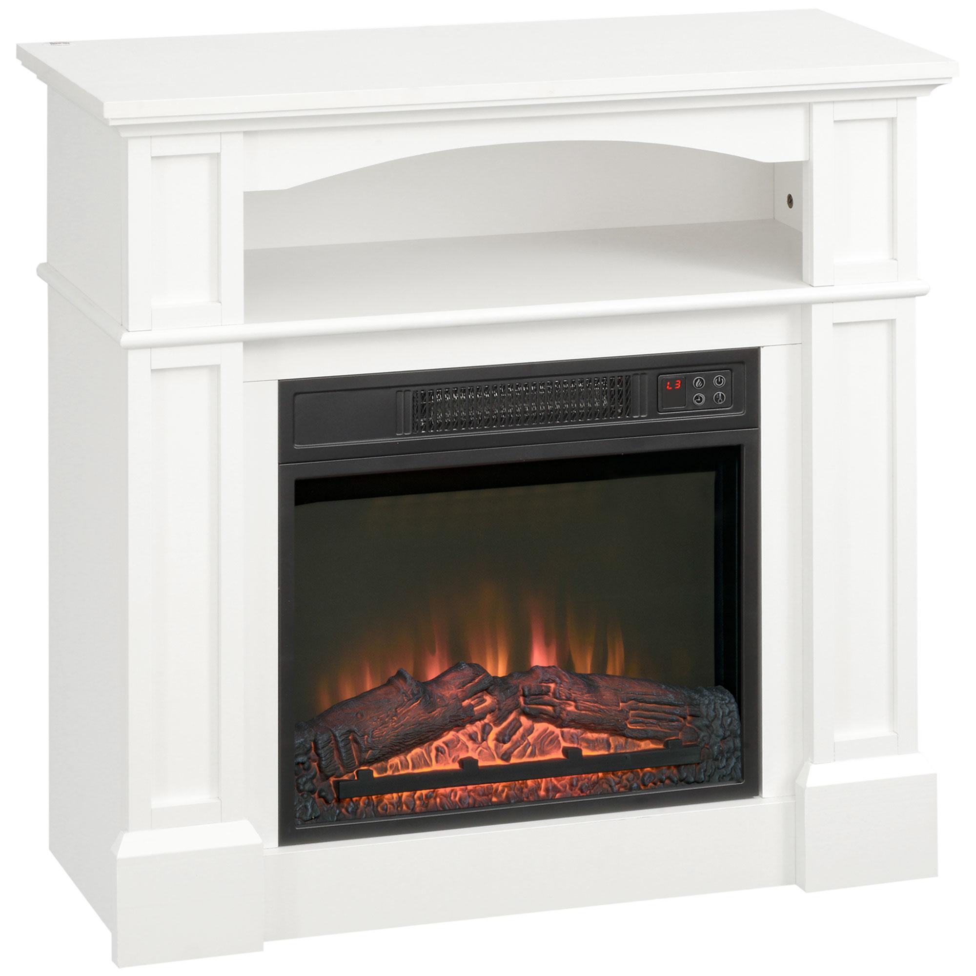 Cheminée Électrique Avec Effet Flamme LED 3D Capacité de Chauffage 30 M² Télécommande Blanc Noir