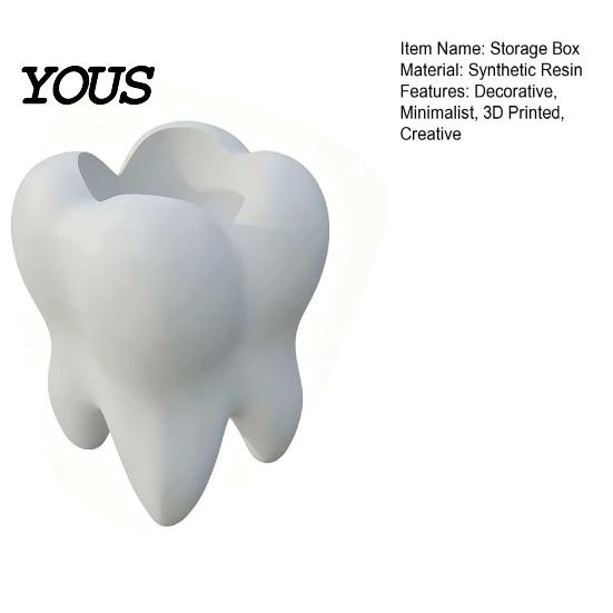 Decorative Storage Box Tooth Shape Toothbrush Holders for Bathrooms, Creative Pen Holder Desktop, Home Decor Small Organizer
