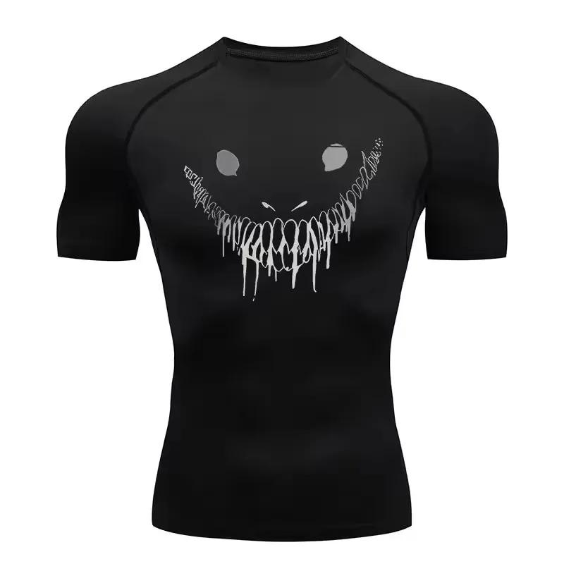 

Compression T-shirt for Men Elastic Tight Sportswear Short-sleeved Gym Bodybuilding Quick-drying Sweatshirt Top Training Elastic Fitness Suit XXXL