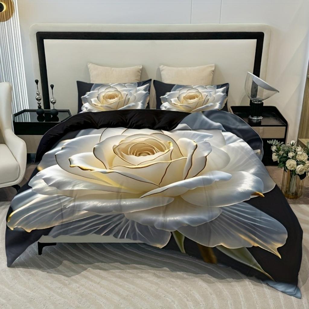 Set Biancheria da Letto con Fiori Copripiumino Stampato 3D Set Morbido Singolo Twin Matrimoniale Queen Size Set da Letto Decorazioni per la Casa Camera da Letto Regali di Compleanno