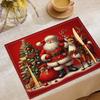 4-Piece Santa's Reindeer Placemats Easy-Clean Christmas Dinner Family Gatherings & Holiday Parties Table Decor