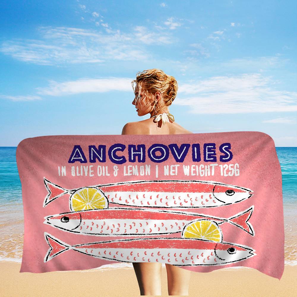 Sardines Swimming Art Beach Towel Colorful Bath Towels For Girl Microfiber Quick Dry Custom Sand Free Beach Yoga Spa Gym Pool