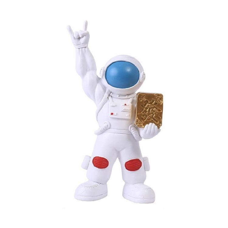 Decorative Muscular Arm Lucky Astronaut Figurine Resins Miniature Ornament for Home Office Desktop Fengshui Decoration синий