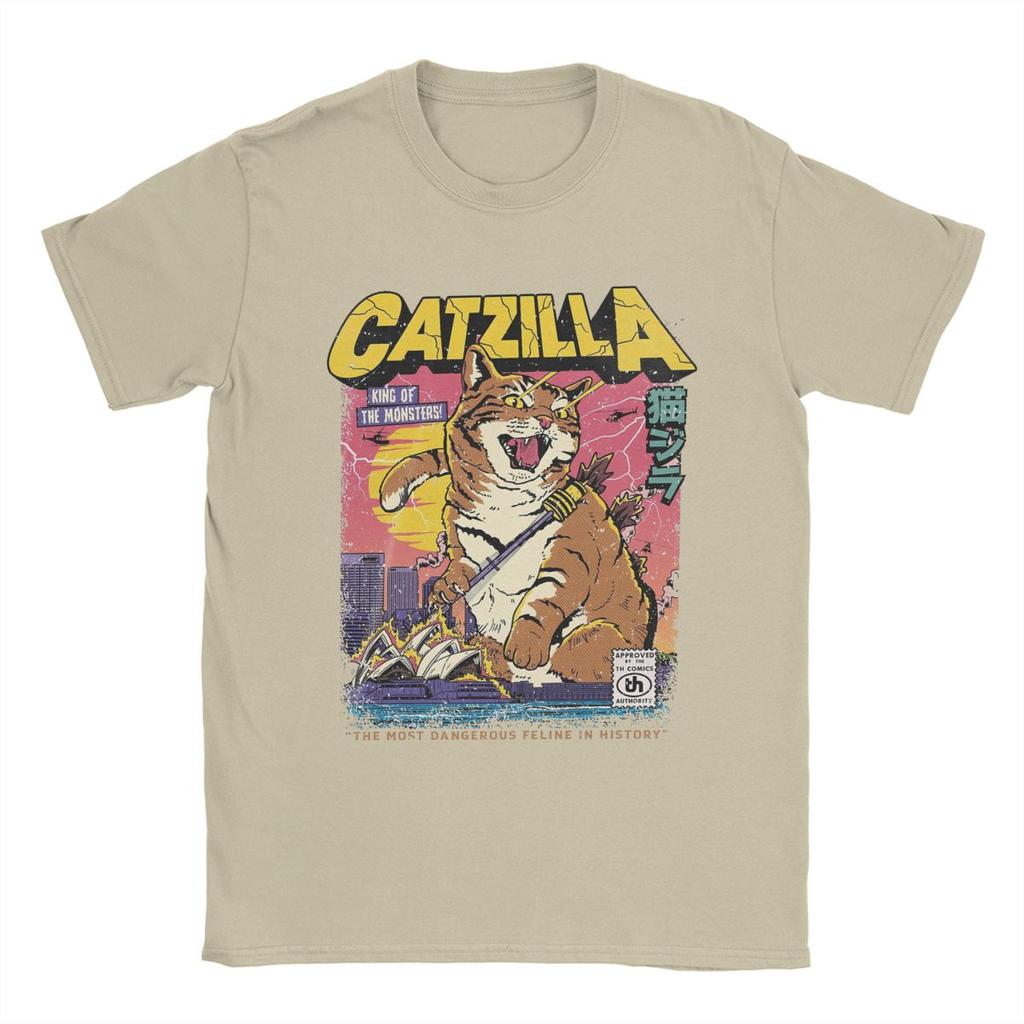 Catzilla T Shirt Men's Cotton Awesome T-Shirts O Neck Tees Short Sleeve Clothes Original