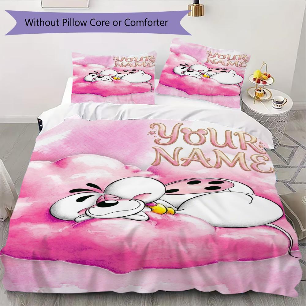 Custom Name Diddl Bedding,Quilt Set Quilt Cover Pillowcase Home Birthday Gift(1 * Duvet Cover + 2 * Pillowcase, Without Core)_xia