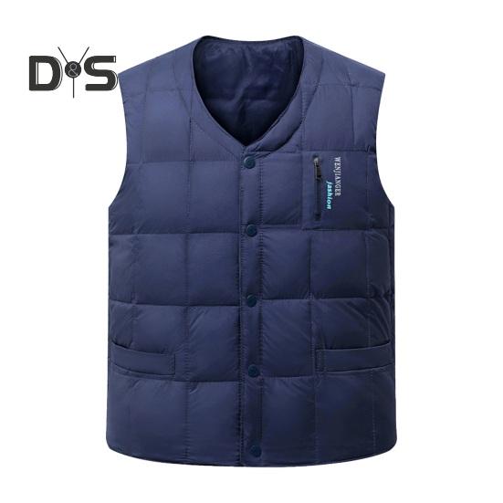 Men Waistcoat V-Neck Sleeveless Solid Color Single Breasted Vest Coat with Pockets Windproof Thickened Quilted Bottoming Vest Jacket