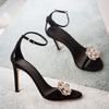 Fashion 2025 Sexy Rhinestone Camellia High Heels, Thin Strap High Heels, Fairy Style Sandals For Women