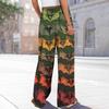Women's Printed Wide Leg Pants With Pockets High Waist Drawstring Loose Casual Pants