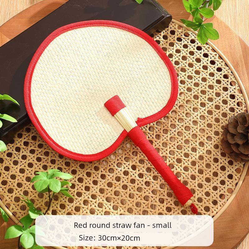 Old-Fashioned Summer Handcrafted Chinese Traditional Household Hand-Held Fan for Babies and Children, Durable Embroidered Banana Leaf Fan