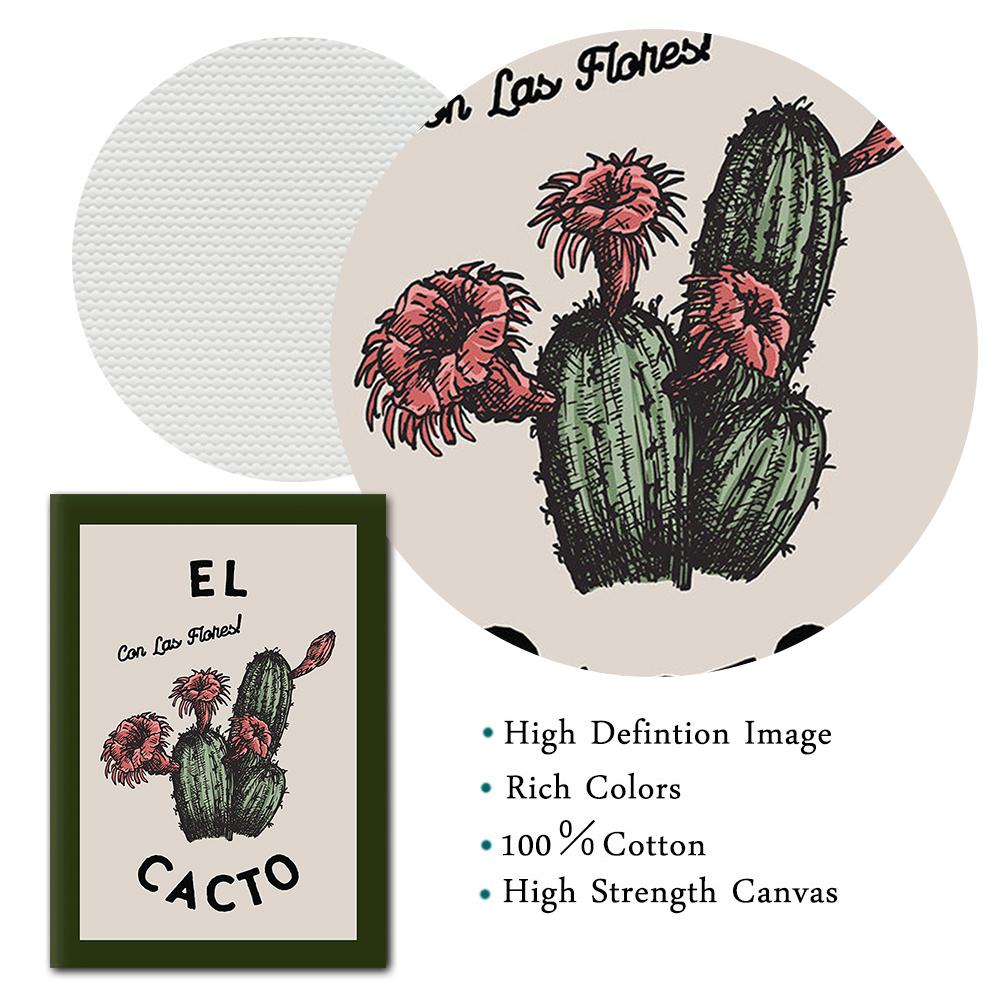 Vintage Mexican Cactus Tiger Flower Culture Wall Art Canvas Painting Travel Poster And Prints Wall Picture For Living Room Decor