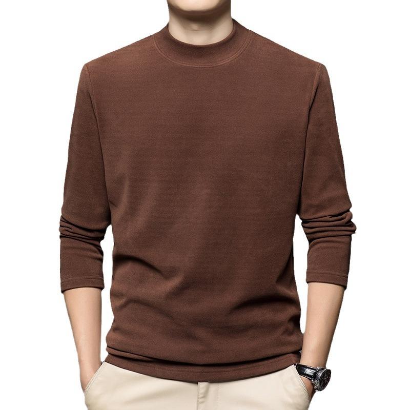 Осенний мужской свитер с полу-воротником — фото 6