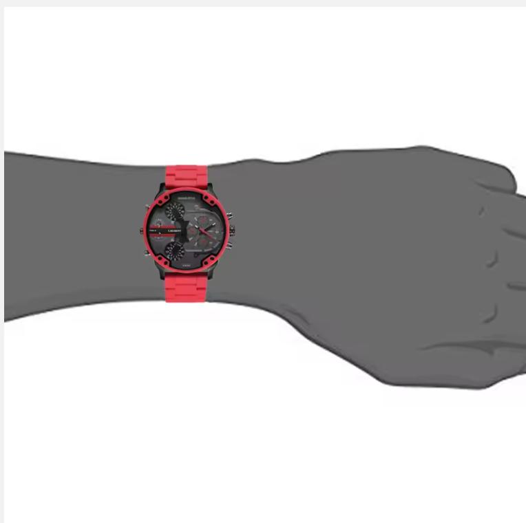 Cagarny Quartz Watch For Men Cool Big Case Red Silicone Steel Band Sports Wristwatch Man Military Relogio Masculino D7370