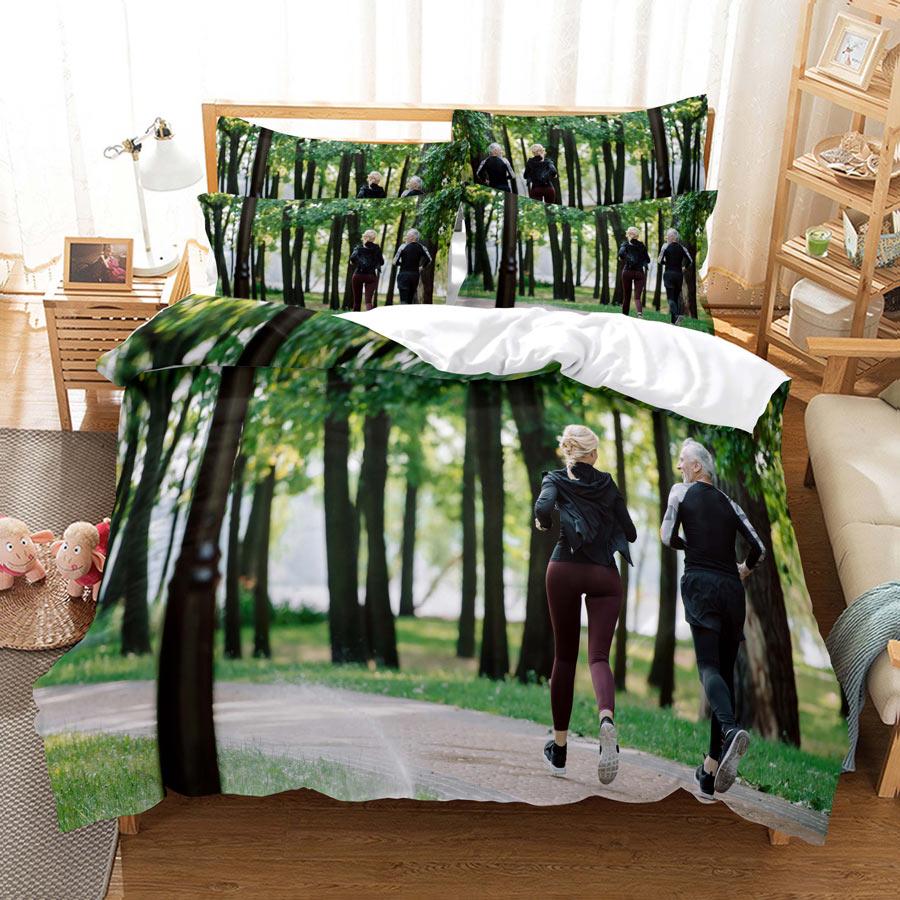 Home Bedding Set, Duvet Cover, Pillowcase, King Queen Full-size 3D Couple Outdoor Scenery Pattern Duvet Cover, Boys and Girls, Teenagers Gift