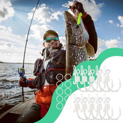 Set di Portaesche Luminose Fisse 5/10/20 Pezzi Ganci Luminosi per Gamberi Vivi Amo da Pesca in Acciaio Inossidabile Filo Anti-aggrovigliamento Amo