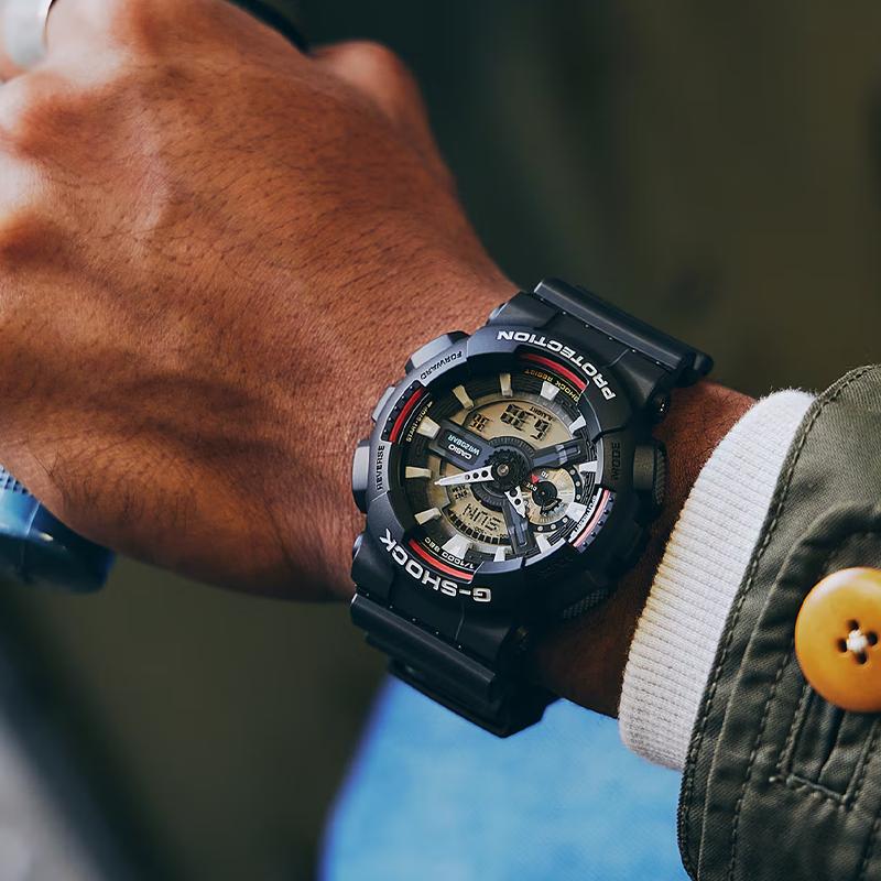 Casio LCD/Analog Dual Display Series Waterproof 200 M Quartz Movement Resin Strap Unisex Watches Gray GA-110RL-1APR