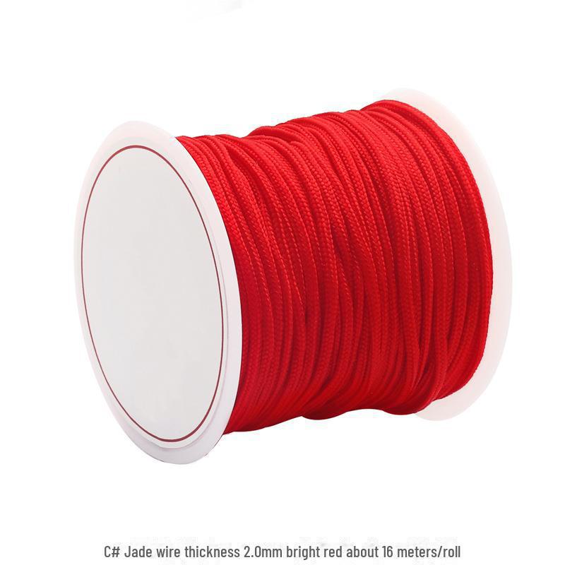 

Браслет ручной работы из красной плетеной веревки с нефритовым китайским узлом Bright Red