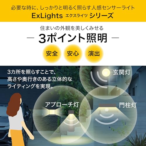 Takasho ExLights Solar Wall Light META Dark Gray, Outdoor Security Sensor Light, Bright, Long-Lasting Light for Entryways, ABS Resin and Polyethylene,