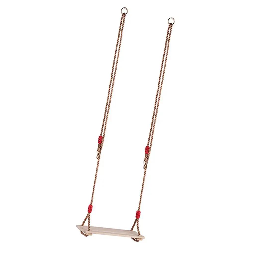 Massivholzschaukel Hochwertige Polierte Vierbrett-Holzschaukel Verstellbare Seillänge Outdoor-Seilschaukel für Kinder Erwachsene